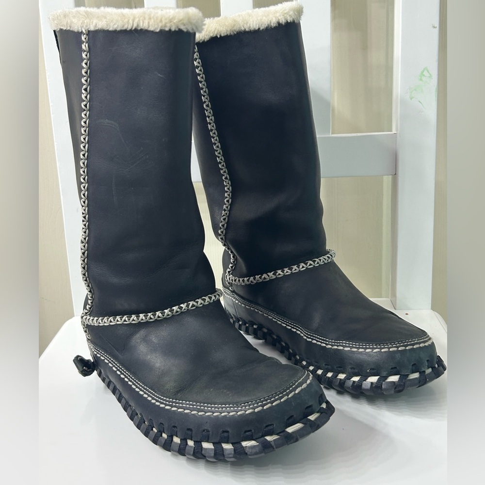 Nike Women Winter Boots Sz 6 ACG Puddle Proof Valenka Wool PullOn Moccasin Black - Picture 2 of 10